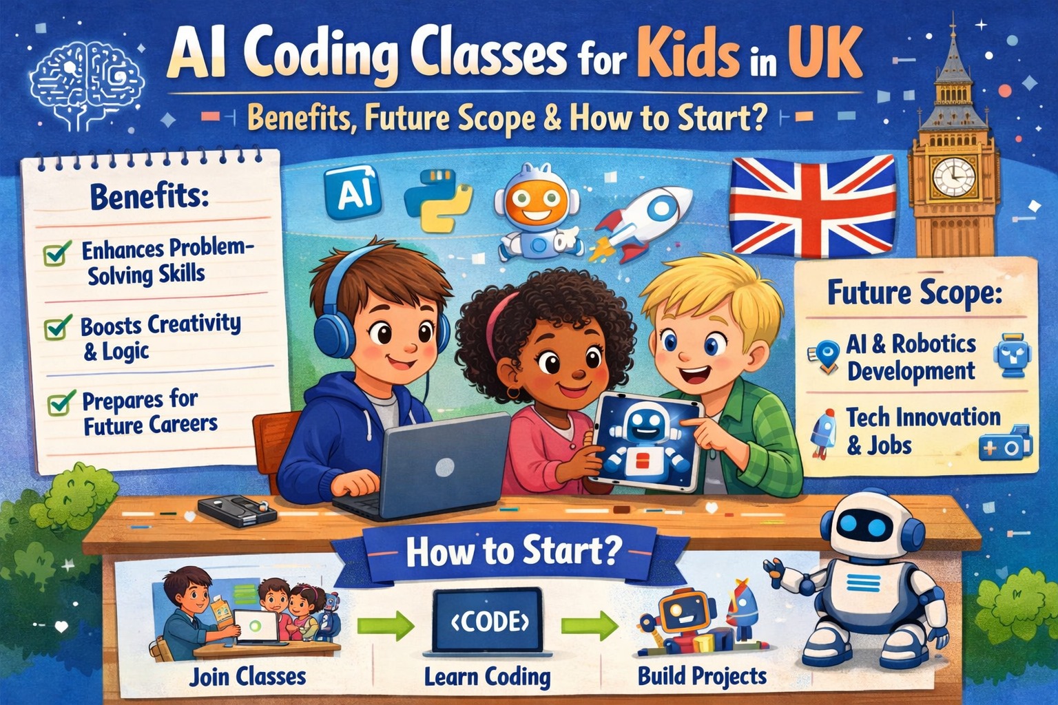 AI Coding Classes for Kids in the UK: Benefits, Future Scope & How to Start